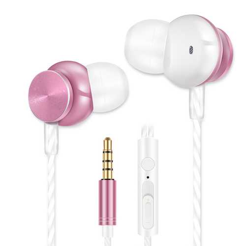 JIEX X300 3.5mm Wire-Control In-Ear Deep Bass Metal Earphone with Microphone