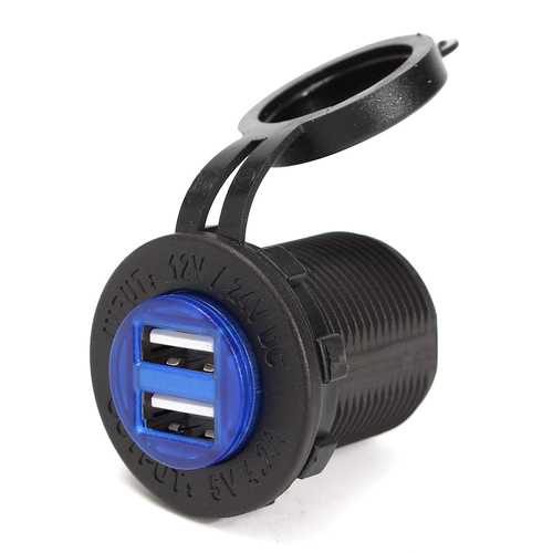 DC12-24V Waterproof Car Charger Adapter DUal USB Port 5V 4.2A W/ Indicator Light Charger For iphone