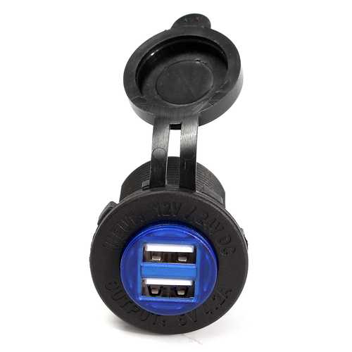 DC12-24V Waterproof Car Charger Adapter DUal USB Port 5V 4.2A W/ Indicator Light Charger For iphone