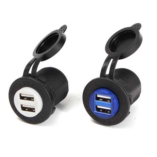 DC12-24V Waterproof Car Charger Adapter DUal USB Port 5V 4.2A W/ Indicator Light Charger For iphone