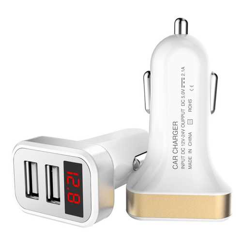 2.1A 2 USB Ports Fast Charging Car Charger With LED Display Real time Monitoring For iphone Samsung