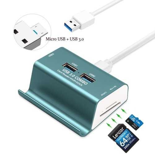 USB3.0 HUB + SD And Micro SD Card Reader High Speed USB3.0 Card Reader COMBO