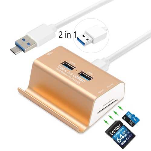 USB3.0 HUB + SD And Micro SD Card Reader High Speed USB3.0 Card Reader COMBO