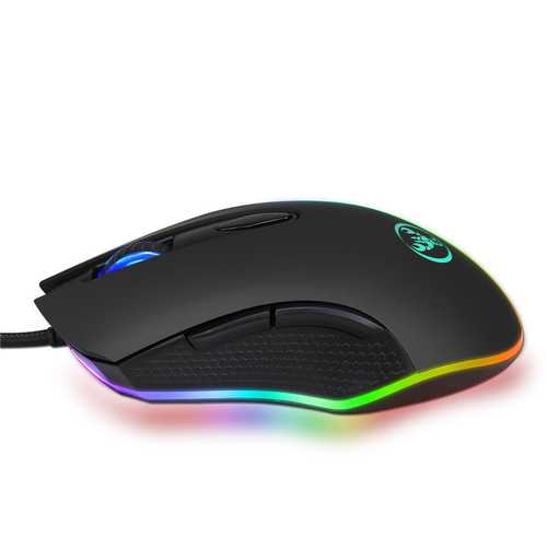 HXSJ S500 RGB Backlit Gaming Mouse 6 Buttons 4800DPI Optical USB Wired Mice Macros Define