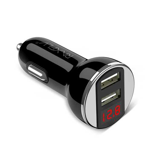 RAXFLY 2.4A Dual USB LED Display Car Charger For iPhone X 8Plus Oneplus 5t Xiaomi 6 Mi A1 Note 3 S8