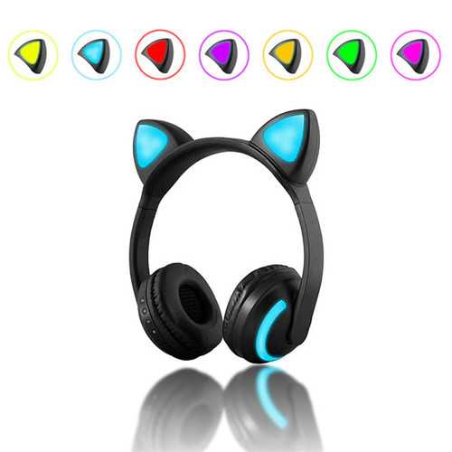 Bluetooth Cat Ear LED Light Headphone Headset Earphones 7 Colors For Tablet Cellphone