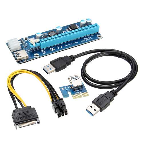 USB3.0 PCI-E PCI Express 6 Pin 1X to 16X Extender Riser Card Adapter Mining Cable