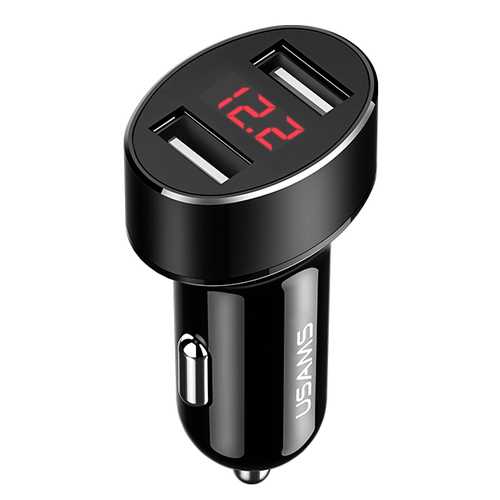 USAMS US-CC045 C1 Dual USB Digital Display 2.1A Car Charger Adapter for iPhone X 8 Plus S8 Note 8 S9