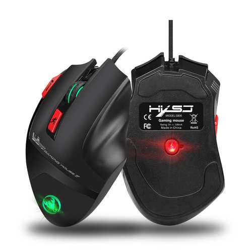 HXSJ S800 9 Buttons 6000DPI Backlit Gaming Mouse USB Wired Optical Programmable Mouse Mice