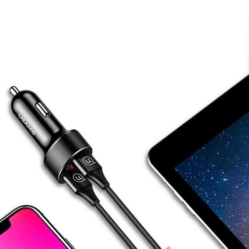 USAMS US-CC045 2.1A 2Ports USB Car Charger With LED Display For iphone X 8/8Plus Samsung S8 Xiaomi6