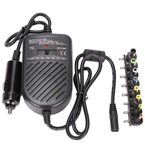 Universal 80W Laptop Car Charger Adapter Power Supply Adjustable Power Set 8 Detachable Plug