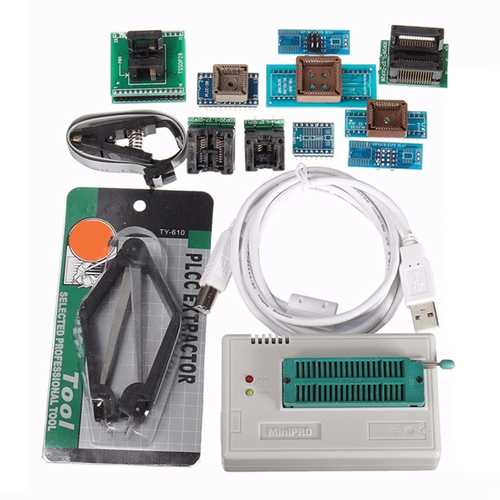 TL866II USB Mini Pro Programmer With 10pcs Adapter EEPROM FLASH 8051 AVR MCU SPI ICSP