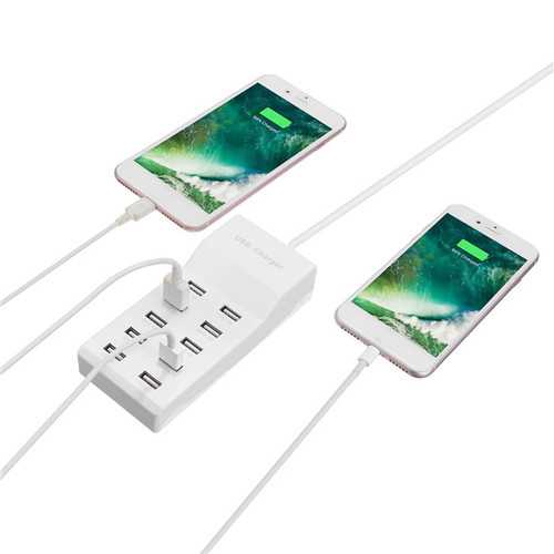 Universal AC 100-240V 10 Port USB Charging Station For Smartphone Tablet