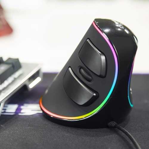 Delux M618 PLUS RGB Light 4000DPI 6 Buttons Vertical Mouse Ergonomic USB Wired Mouse