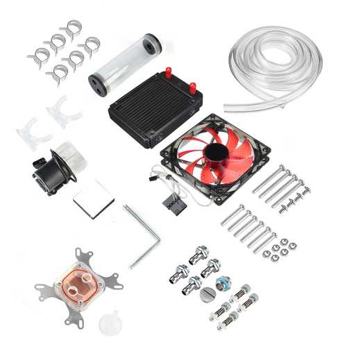 120mm DIY PC Water liquid Cooling Fan Kit Heat Sink Set CPU Block Water Pump Reservoir Hose