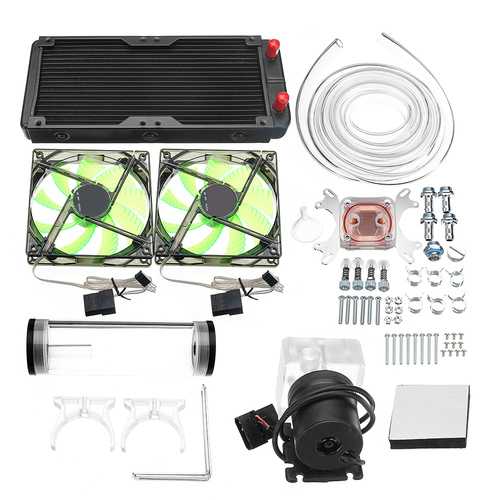 240mm DIY PC Water liquid Cooling Fan Kit Heat Sink Set CPU Block Water Pump Reservoir Hose