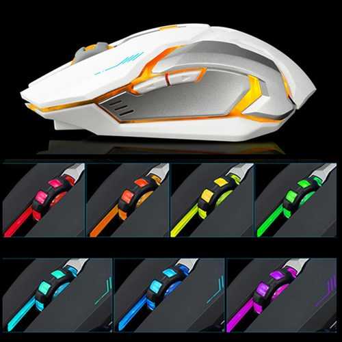 Rechargeable Wireless 1600DPI 7 Colors 5 Buttons Backlight Ergonomics Optical Gaming Mouse