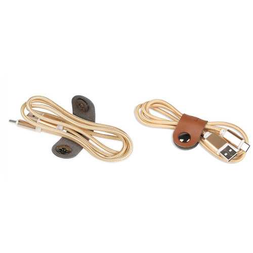 BUBM 2PCS Leather Magnetic Button Earphone Data Cable Clip Desktop Accessory Organized Holder