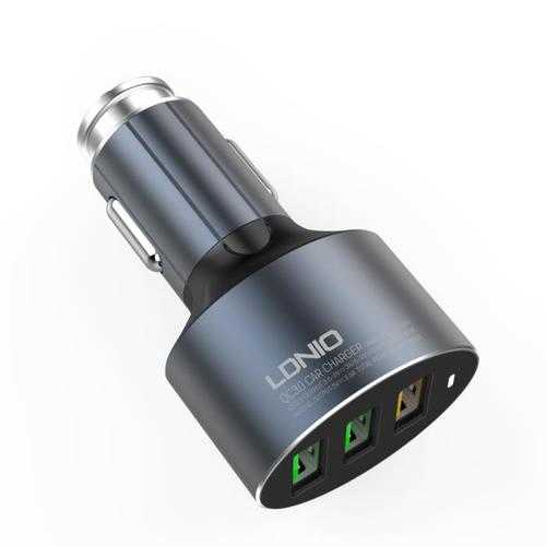 LDNIO C703Q Aluminum Alloy 36W 3 USB Quick Charge 3.0 Car Charger for Mobile Phone