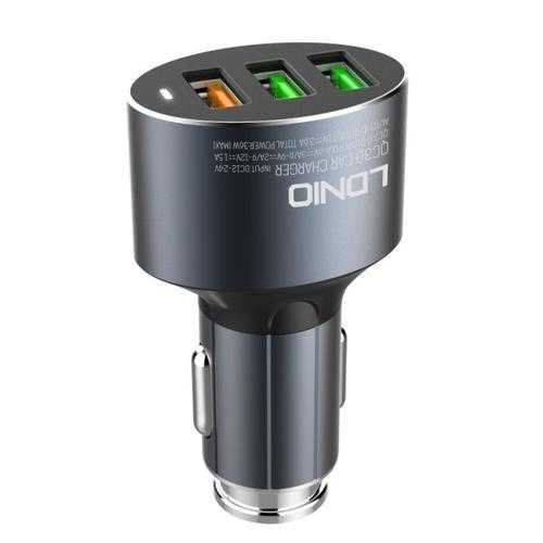 LDNIO C703Q Aluminum Alloy 36W 3 USB Quick Charge 3.0 Car Charger for Mobile Phone