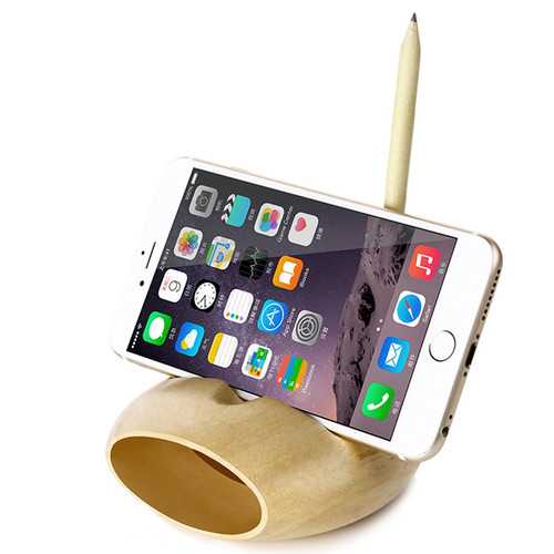 Bakeey Wooden Sound Amplifier Pen Stand Cable Organized Charging Desktop Phone Holder for Xiaomi