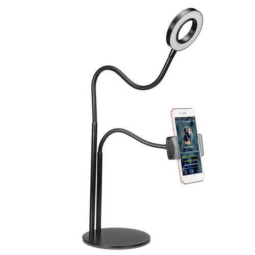 Universal Live Stream Fill Light Desktop Phone Holder Selfile Stand for iPhone Xiaomi Mobile Phone