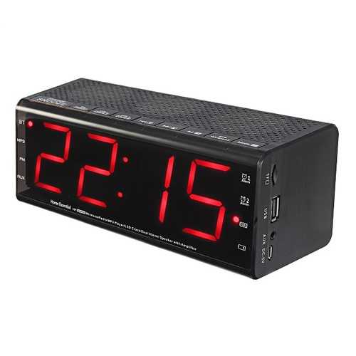 LEORY MX 20 Stereo Bluetooth Speaker With Digital Alarm Clock FM TF Card Slot For Tablet Cellphone