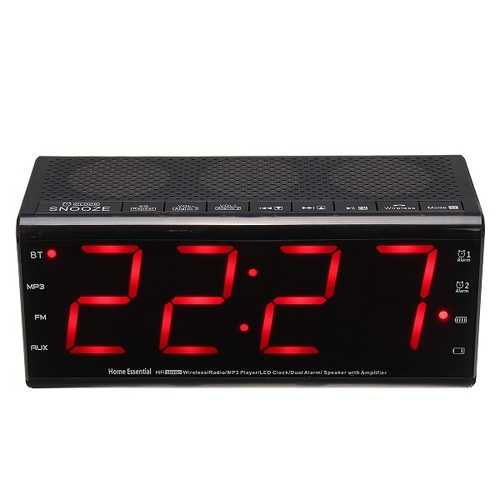 LEORY MX 20 Stereo Bluetooth Speaker With Digital Alarm Clock FM TF Card Slot For Tablet Cellphone