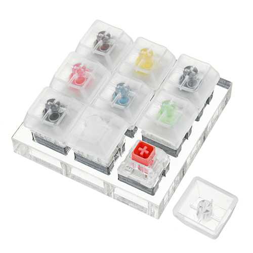 9 Key Kailh BOX Switch Keyboard Switch Tester with Acrylic Base and Clear Keycaps