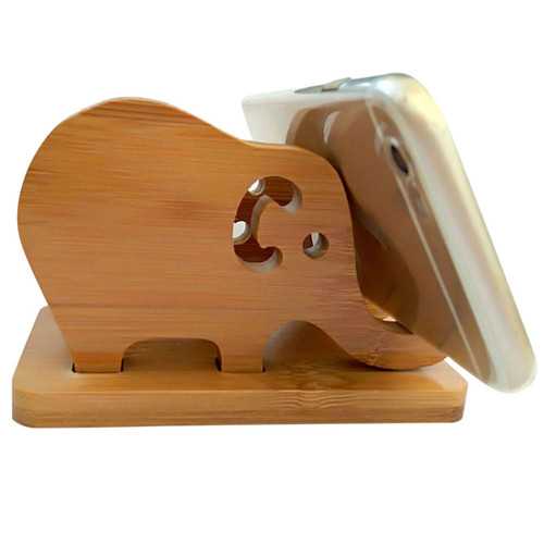 Universal Wooden Elephant Shape Desktop Bracket Phone Holder for iPhone 8 X Xiaomi Mobile Phone