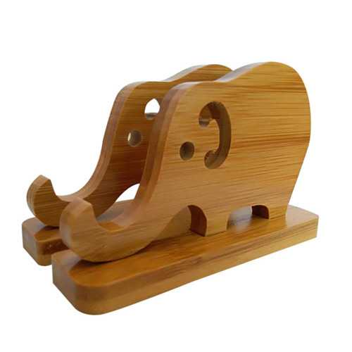 Universal Wooden Elephant Shape Desktop Bracket Phone Holder for iPhone 8 X Xiaomi Mobile Phone