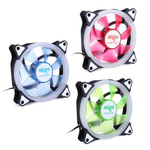 12V 3pcs Set AIGO Quiet Edition 120mm Adjustable RGB LED Cooling Fan Heatsink for PC Cooler