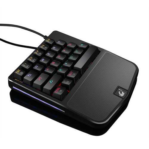 Free Wolf K9 USB Wired 28 Keys Mixed Light PC Single Hand Gaming Blue Switch Mechanical Keyboard