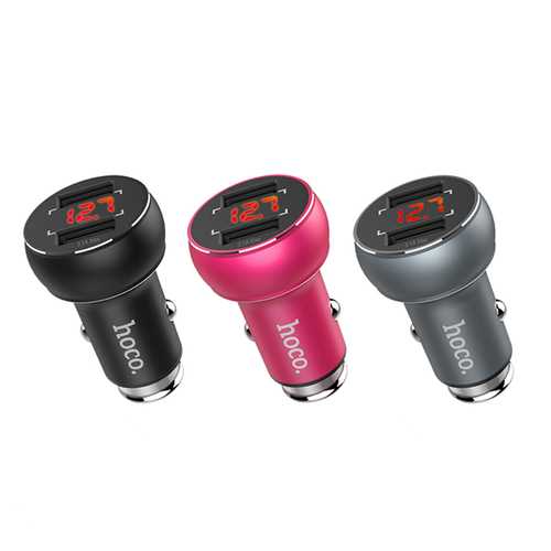 HOCO 3.1A Dual USB Ports Digital Display Fast Car Charger For Mobile Phone Camera Tablet Laptop