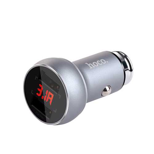 HOCO 3.1A Dual USB Ports Digital Display Fast Car Charger For Mobile Phone Camera Tablet Laptop