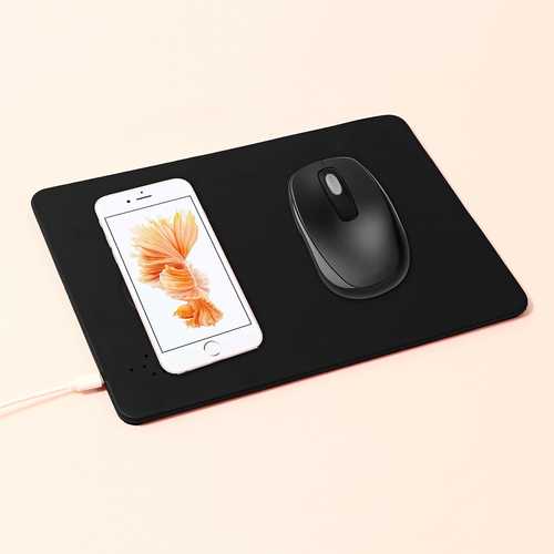 Imitation Leather Mobile Phones Wireless Fast Charger Mouse Pad Qi Wireless Charging