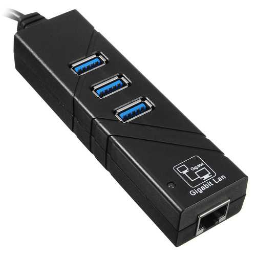 3 Ports USB 3.0 Gigabit Ethernet Lan RJ45 Network Adapter Hub to 1000Mbps For PC