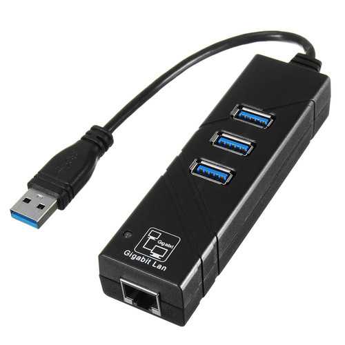 3 Ports USB 3.0 Gigabit Ethernet Lan RJ45 Network Adapter Hub to 1000Mbps For PC