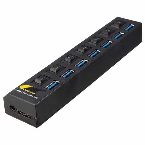 ONCHOICE 7Port USB 3.0 Hub On/Off Switch UK AC Power Adapter For Laptop Desktop