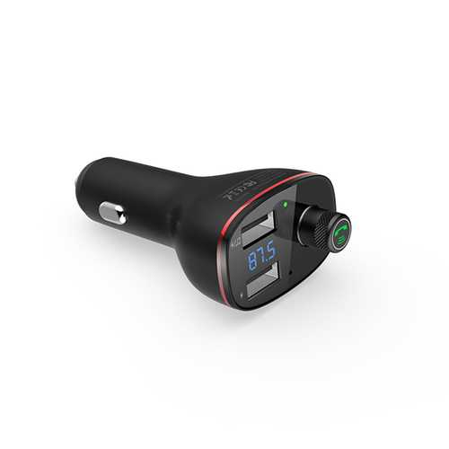 ROCK B300 3.4A Bluetooth 4.2 Handsfree Calling FM Transmitter Digital Monitor Dual USB Car Charger