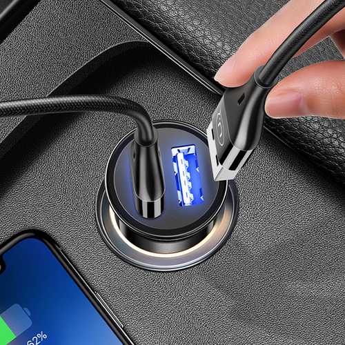 USAMS 3.1A Dual USB Ports Fast Car Charger With LED Light For Smart Phone Tablet Camera MP4