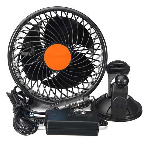 12V/24V 6 Inch 360 Degree Rotation Car Auto Air Cooler Fan Suction Cup Quiet Vehicle