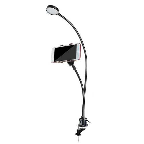 Universal Live Stream Fill Light 360 Degree Rotation Adjustable Clip Phone Holder Desktop Stand