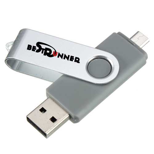 Bestrunner 16GB 2-IN-1 Micro USB + USB 2.0 Flash Drive Memory U Stick for OTG Smart Phone Tablet