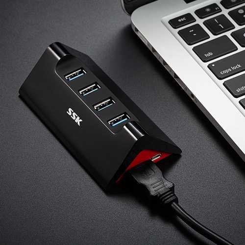 SSK SHU835 USB 3.0 to 4-Port USB 3.0 Hub with Micro USB Power Port