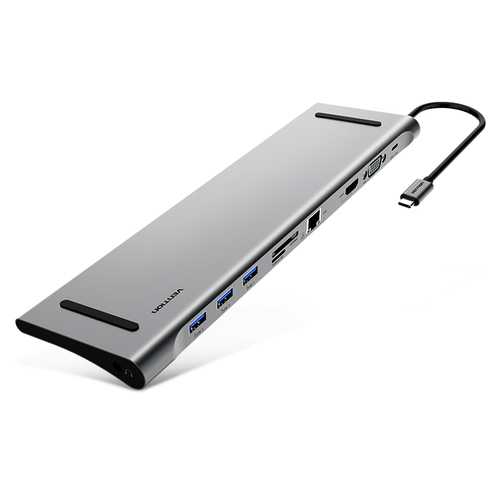 Vention CMCHB 10-in-1 Type-C to USB 3.0 PD Charge HDMI VGA Gigabit RJ45 3.5mm Audio SD TF Hub