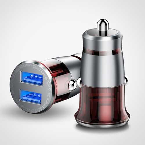 Cafele 3.1A Zinc Alloy Dual USB Ports Fast Car Charger With LED Light For Smart Phone Tablet Camera