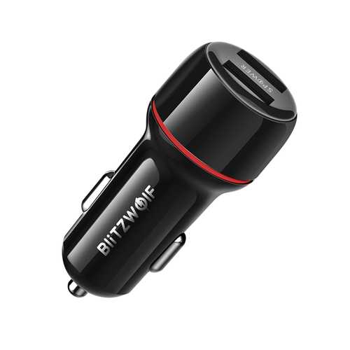 BlitzWolf® BW-SD1 24W Dual Ports LED Lights USB Car Charger With Power3S Tech