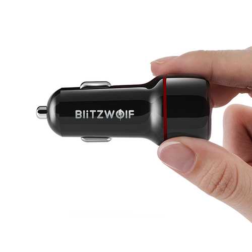 BlitzWolf® BW-SD1 24W Dual Ports LED Lights USB Car Charger With Power3S Tech