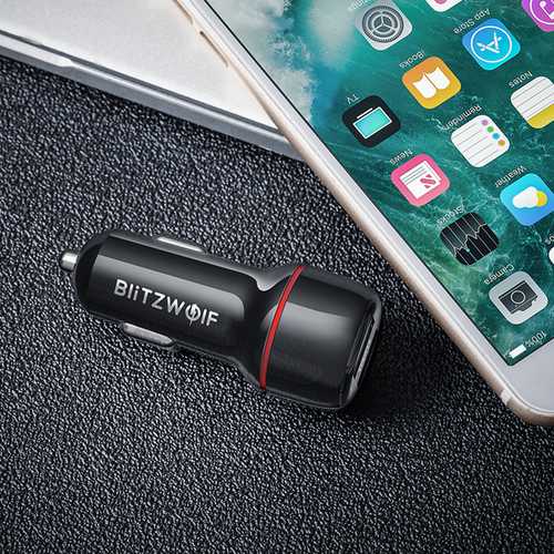 BlitzWolf® BW-SD1 24W Dual Ports LED Lights USB Car Charger With Power3S Tech